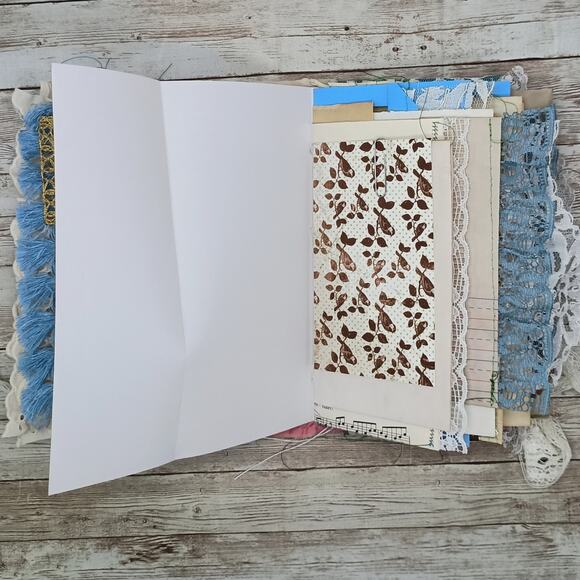 Turquoise Embellished Junk Journal: Flowers, Birds and Butterflies (NLB) - Picture 14 of 16